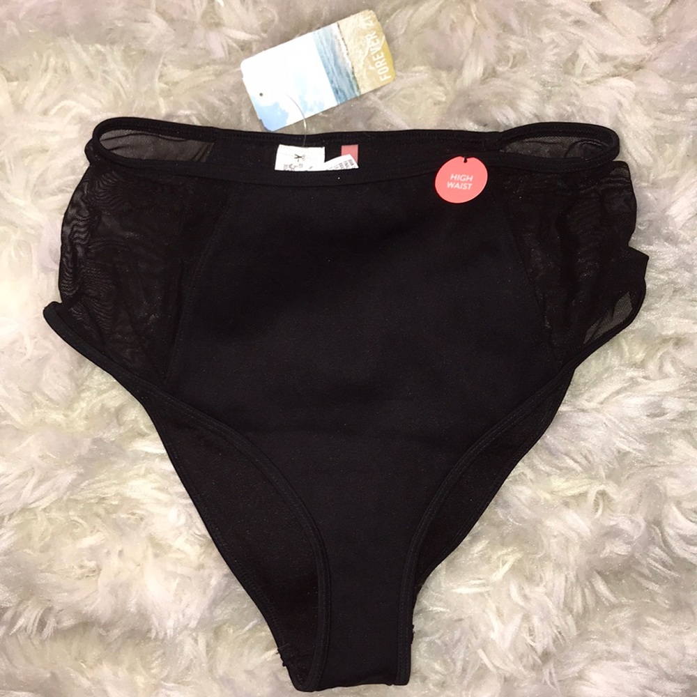 Black mesh high waist swim